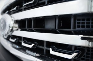 Ford Super Duty Adaptive Cruise Control Relocation Bracket - Addictive Desert Designs - Hammer Black Powder Coat Finish - Hammer Black - `23-`27 Ford Super Duty Adaptive Cruise Control Relocation Bracket - Addictive Desert Designs - Hammer Black Powder Coat Finish - Hammer Black - `23-`27